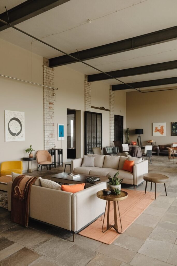 Colorful Accents and Industrial Touches
